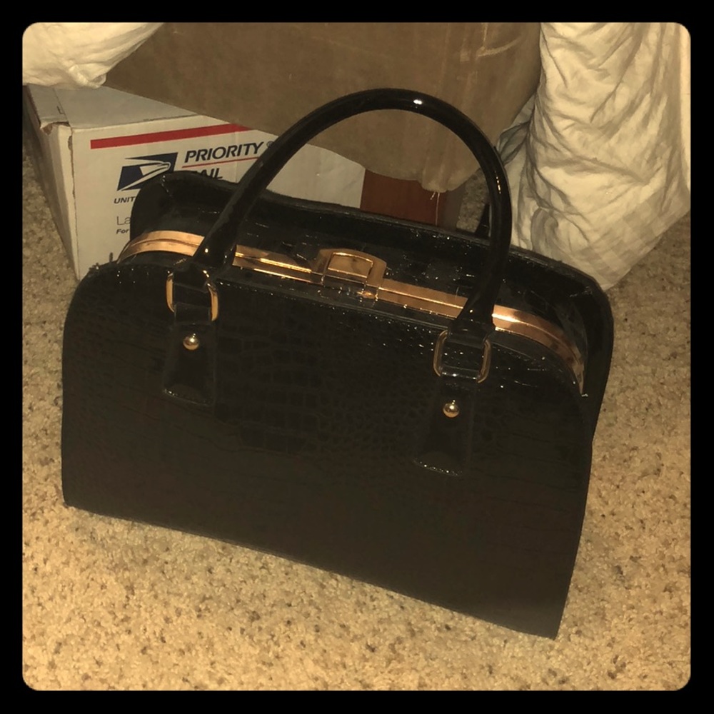 Black faux leather bag